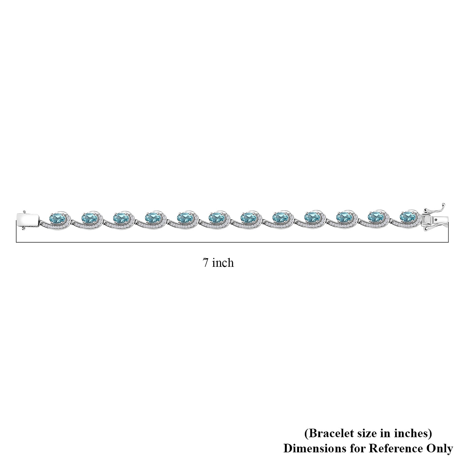 D'Joy Premium Betroka Blue Apatite and Moissanite 6.75 ctw Sea Waves Bracelet in Rhodium Over Sterling Silver (6.50 In)