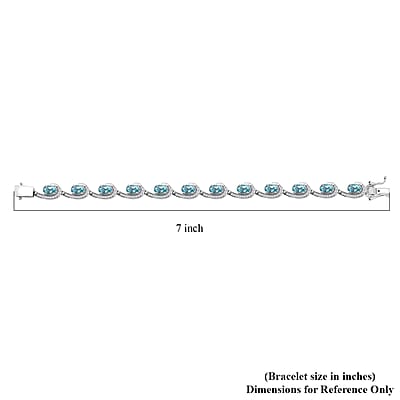 D'Joy Premium Betroka Blue Apatite and Moissanite 6.75 ctw Sea Waves Bracelet in Rhodium Over Sterling Silver (6.50 In)