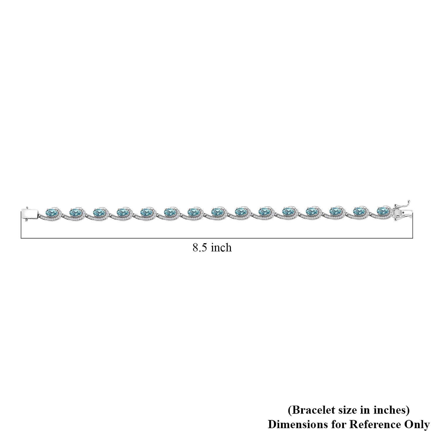 D'Joy Premium Betroka Blue Apatite and Moissanite 8.70 ctw Sea Waves Bracelet in Rhodium Over Sterling Silver (8.00 In)