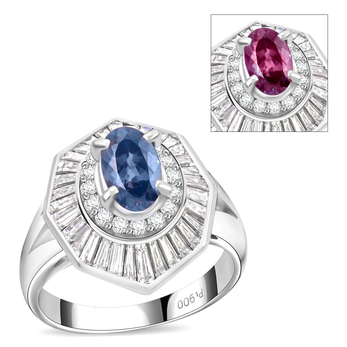 Chairman Vault Collection Certified & Appraised Rhapsody 950 Platinum AAAA Brazilian Alexandrite and E-F VS Diamond Ring (Size 6.0) 8.60 Grams 1.96 ctw image number 0