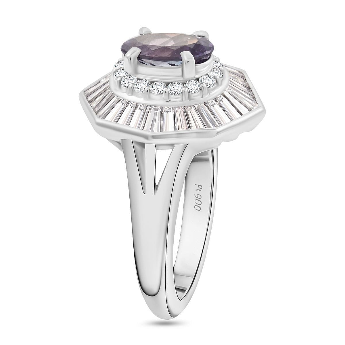 Chairman Vault Collection Certified & Appraised 900 Platinum AAAA Brazilian Alexandrite and E-F VS Diamond Ring (Size 6.0) 8.60 Grams 1.96 ctw