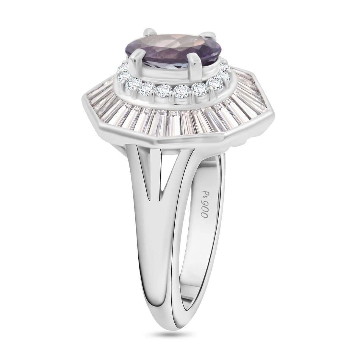 Chairman Vault Collection Certified & Appraised Rhapsody 950 Platinum AAAA Brazilian Alexandrite and E-F VS Diamond Ring (Size 6.0) 8.60 Grams 1.96 ctw image number 2