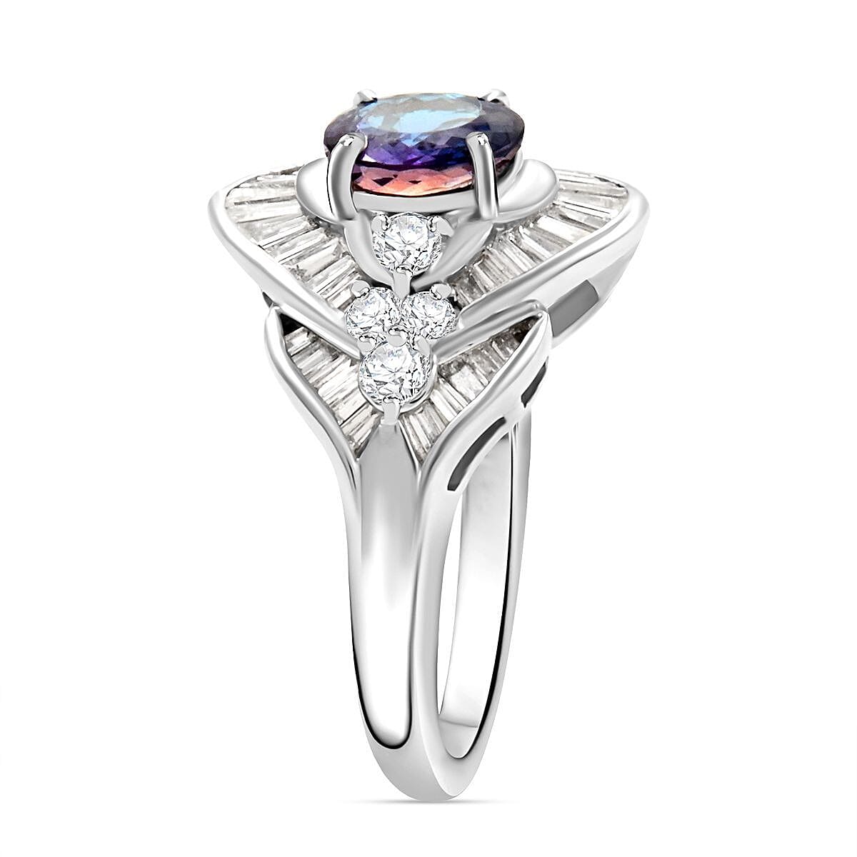 Chairman Vault Collection Certified & Appraised 900 Platinum AAAA Brazilian Alexandrite and E-F VS Diamond Ring (Size 5.0) 7.40 Grams 1.86 ctw