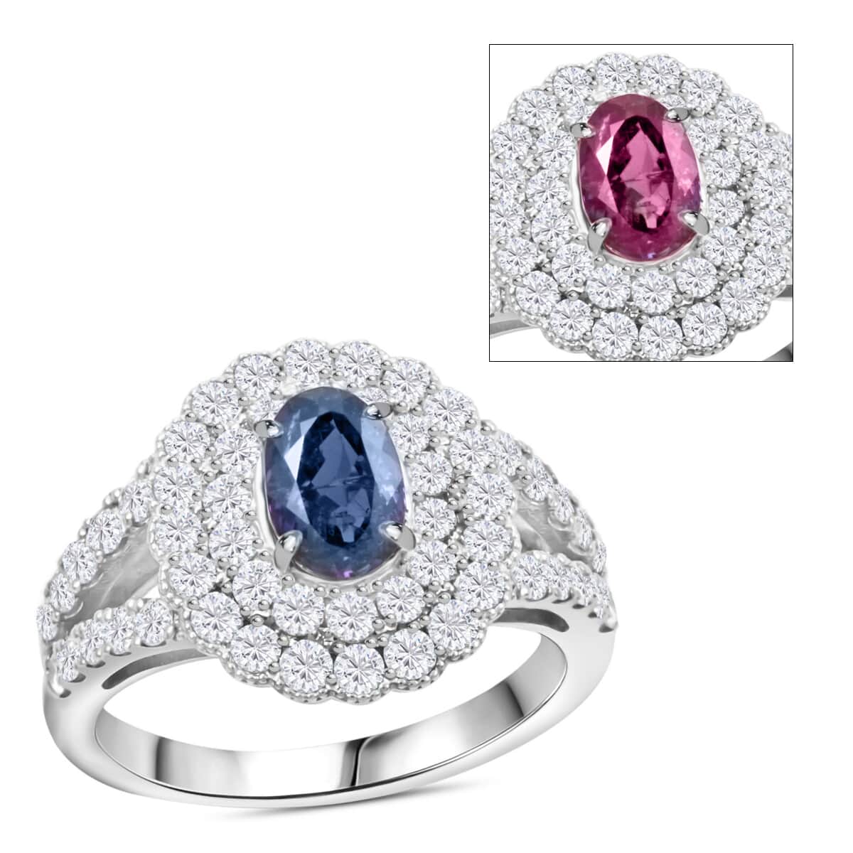 Chairman Vault Collection Certified & Appraised Rhapsody 950 Platinum AAAA Brazilian Alexandrite and E-F VS Diamond Ring (Size 6.0) 6.90 Grams 1.84 ctw image number 0