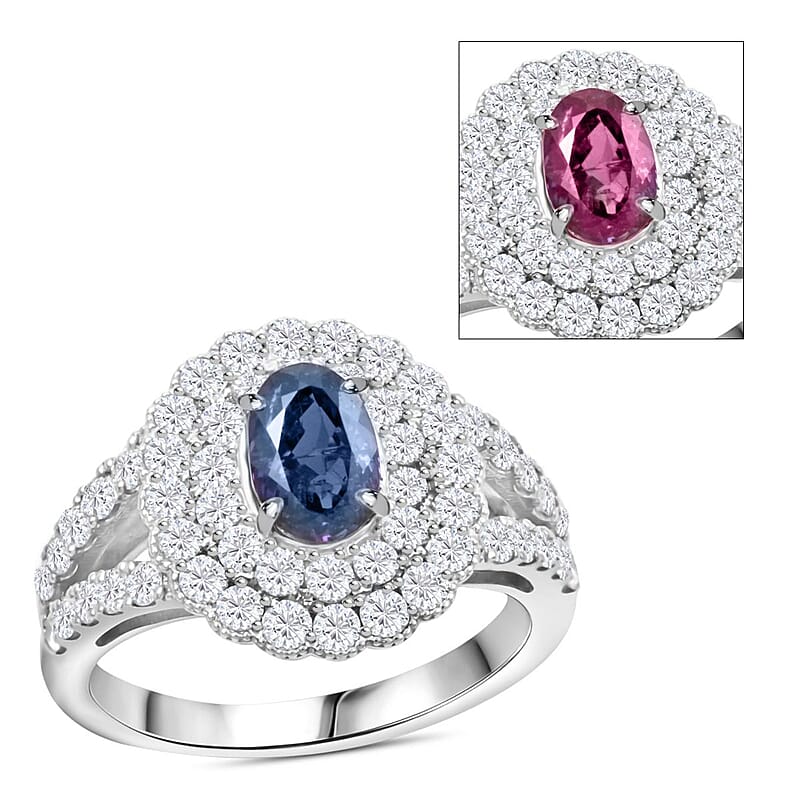 Chairman Vault Collection Certified & Appraised Rhapsody 950 Platinum AAAA Brazilian Alexandrite and E-F VS Diamond Ring (Size 6.0) 6.90 Grams 1.84 ctw