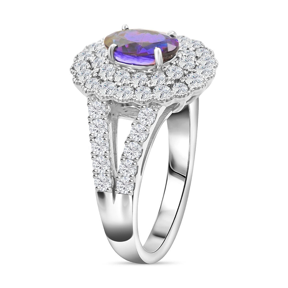 Chairman Vault Collection Certified & Appraised Rhapsody 950 Platinum AAAA Brazilian Alexandrite and E-F VS Diamond Ring (Size 6.0) 6.90 Grams 1.84 ctw