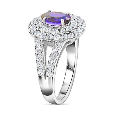 Chairman Vault Collection Certified & Appraised Rhapsody 950 Platinum AAAA Brazilian Alexandrite and E-F VS Diamond Ring (Size 6.0) 6.90 Grams 1.84 ctw
