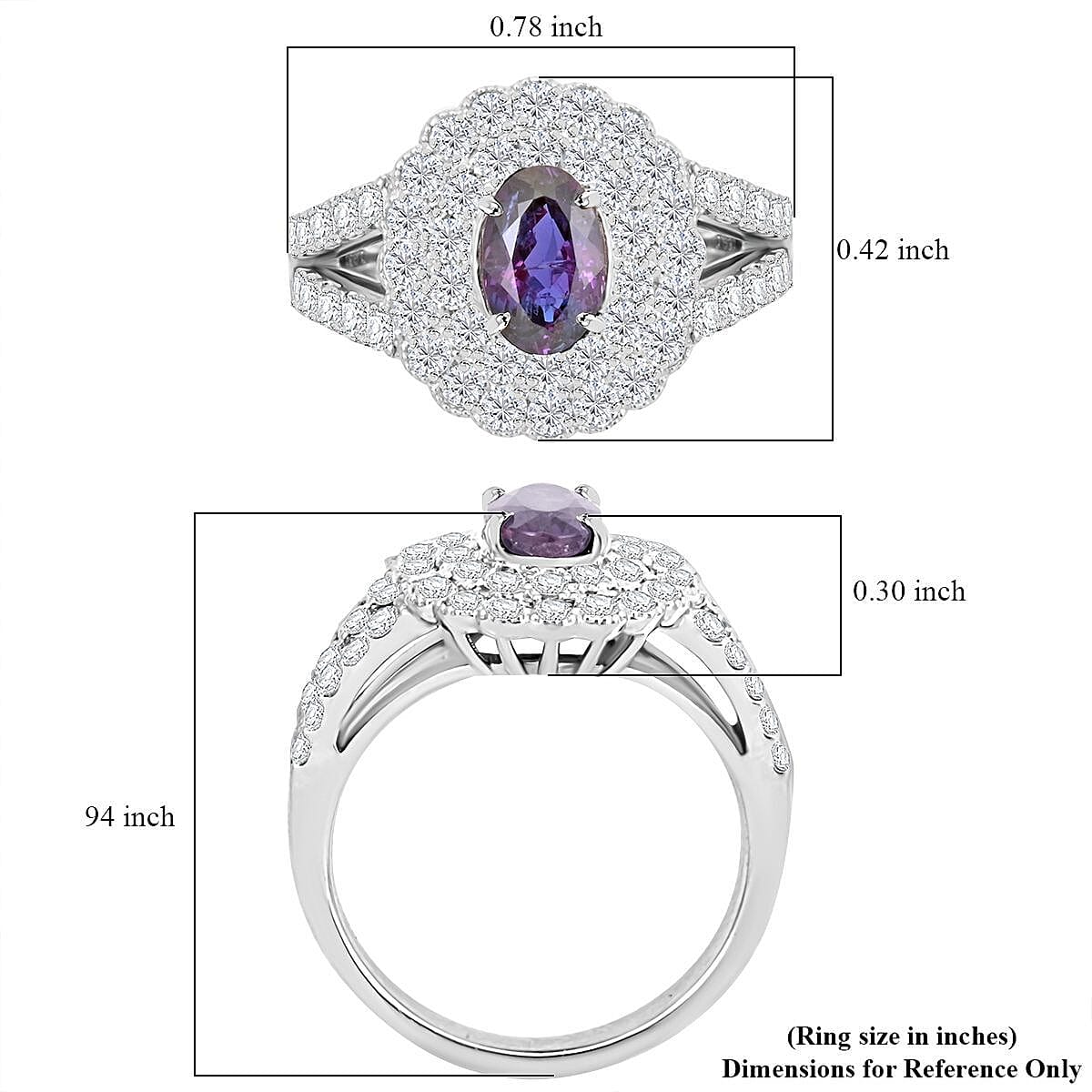 Chairman Vault Collection Certified & Appraised Rhapsody 950 Platinum AAAA Brazilian Alexandrite and E-F VS Diamond Ring (Size 6.0) 6.90 Grams 1.84 ctw