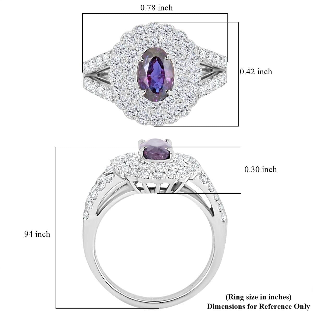 Chairman Vault Collection Certified & Appraised Rhapsody 950 Platinum AAAA Brazilian Alexandrite and E-F VS Diamond Ring (Size 6.0) 6.90 Grams 1.84 ctw image number 3