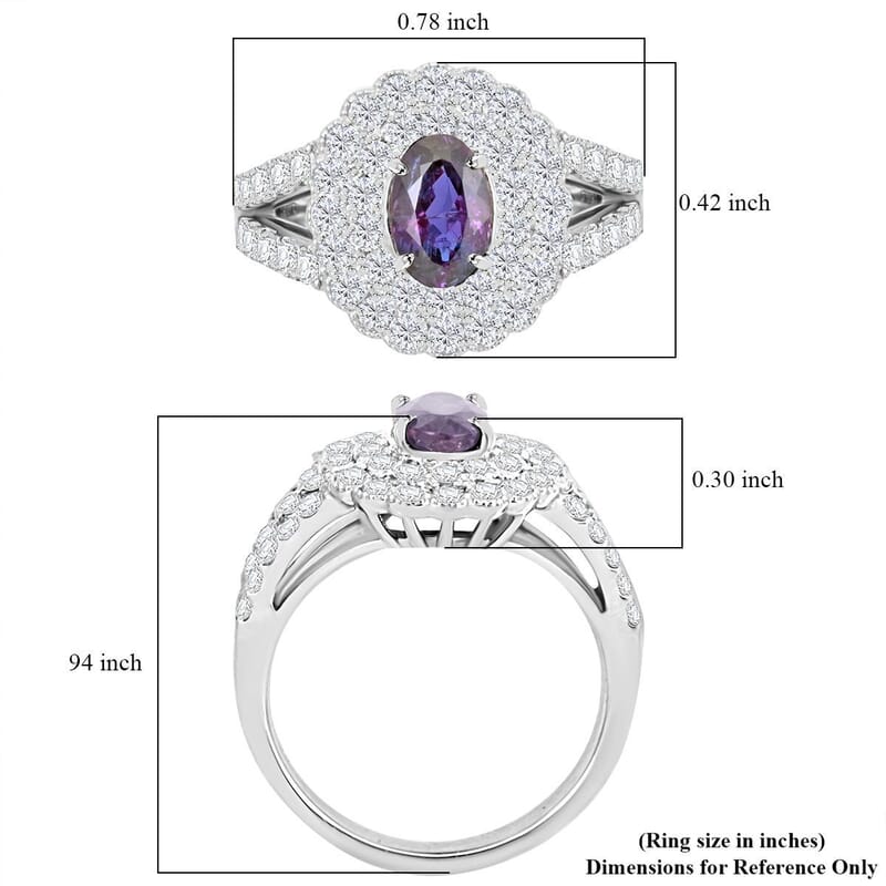 Chairman Vault Collection Certified & Appraised Rhapsody 950 Platinum AAAA Brazilian Alexandrite and E-F VS Diamond Ring (Size 6.0) 6.90 Grams 1.84 ctw
