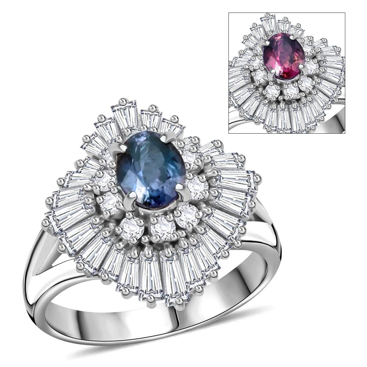 Chairman Vault Collection Certified & Appraised Rhapsody 950 Platinum AAAA Brazilian Alexandrite and E-F VS Diamond Ring (Size 6.0) 8.90 Grams 2.13 ctw image number 0