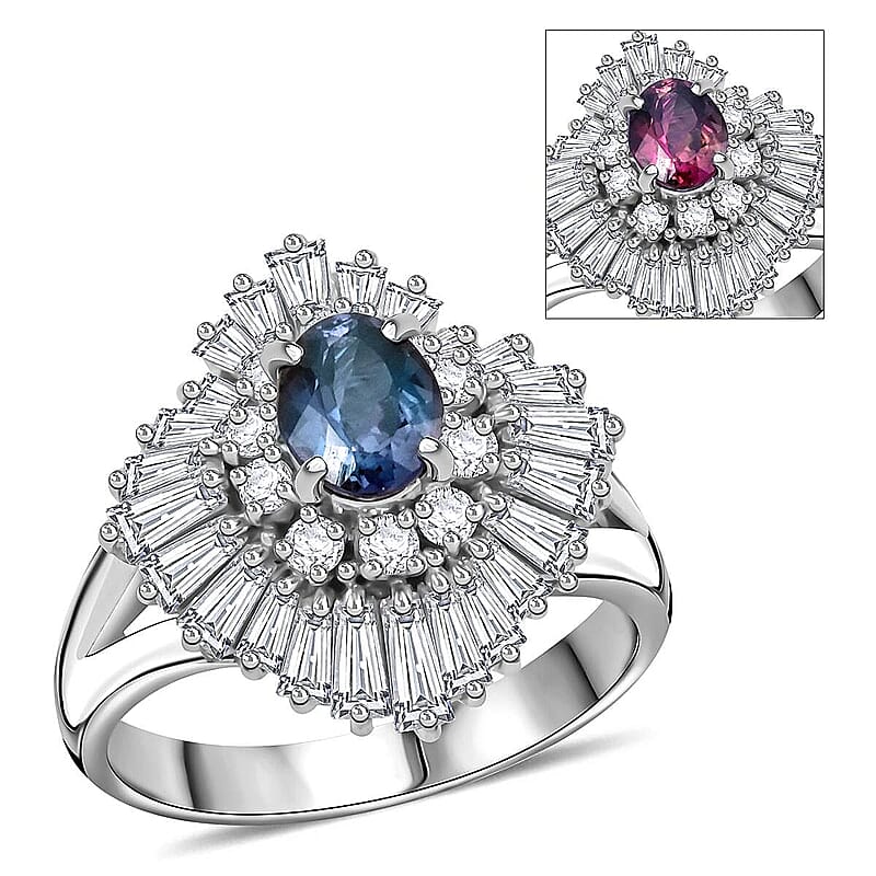Chairman Vault Collection Certified & Appraised AAAA Brazilian Alexandrite and E-F VS Diamond 2.13 ctw Ring in 900 Platinum (Size 6.0) 8.90 Grams