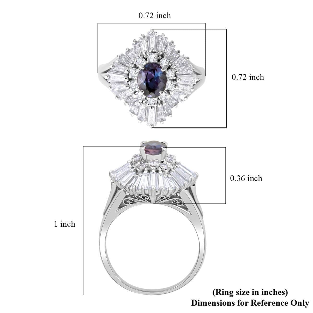 Chairman Vault Collection Certified & Appraised Rhapsody 950 Platinum AAAA Brazilian Alexandrite and E-F VS Diamond Ring (Size 6.0) 8.90 Grams 2.13 ctw image number 3