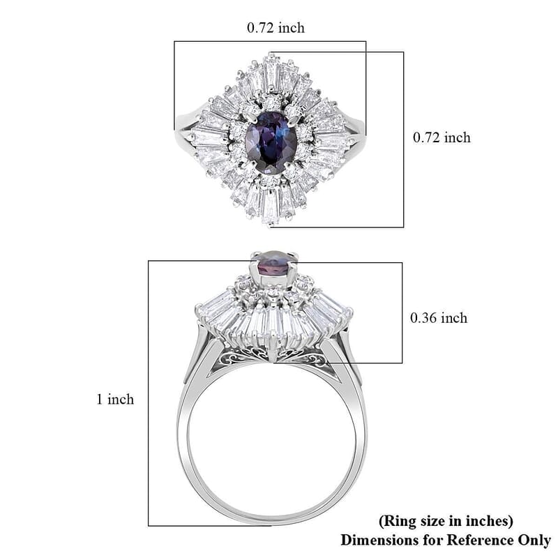 Chairman Vault Collection Certified & Appraised AAAA Brazilian Alexandrite and E-F VS Diamond 2.13 ctw Ring in 900 Platinum (Size 6.0) 8.90 Grams