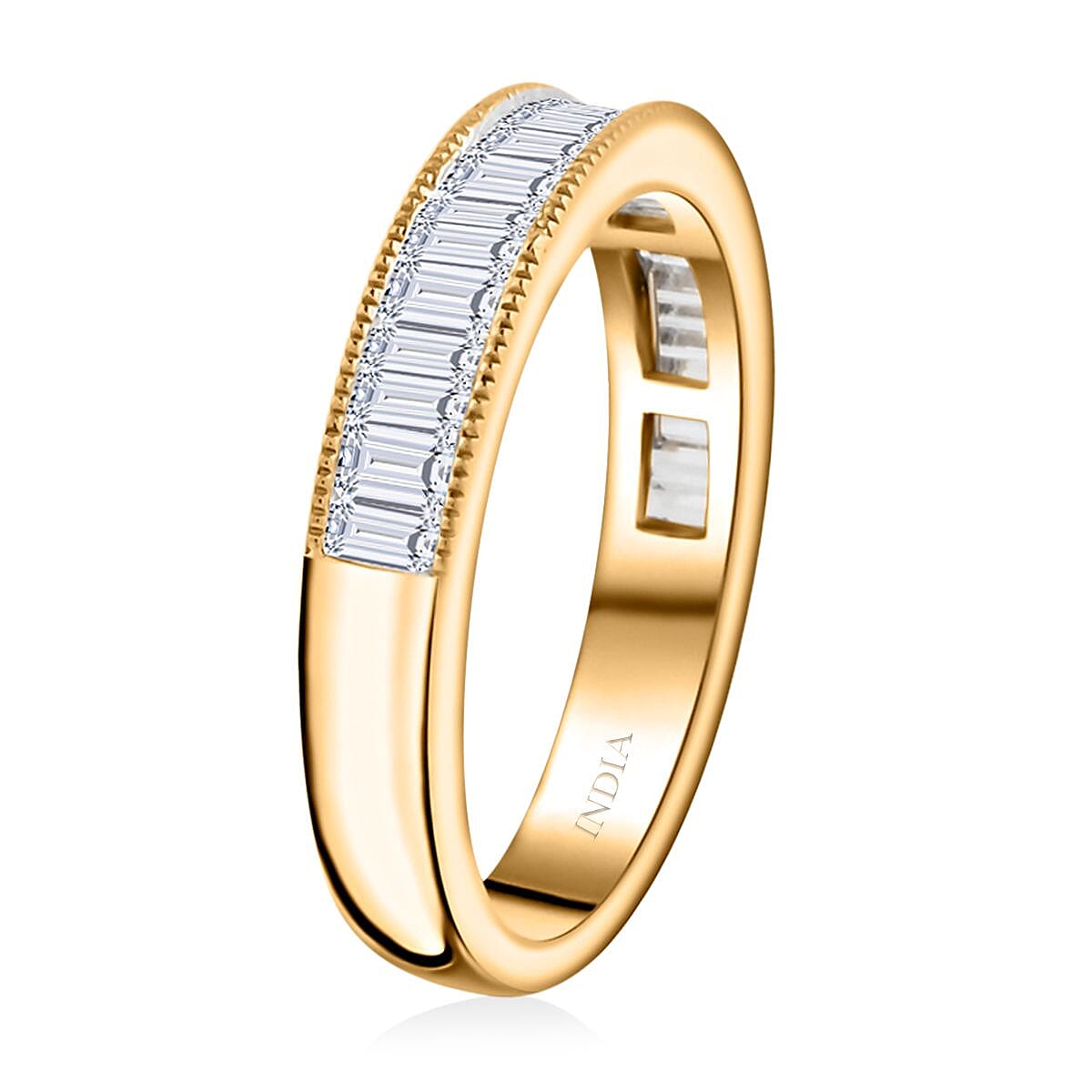NY Closeout Luxuriant Lab Grown Diamond (SI) Ring in 14K YG Over Sterling Silver (Size 5.0) 0.75 ctw