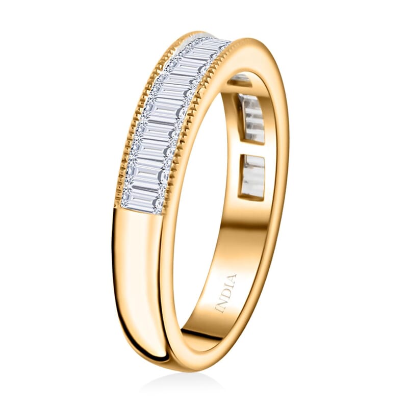 NY Closeout Luxuriant Lab Grown Diamond (SI) Ring in 14K YG Over Sterling Silver (Size 5.0) 0.75 ctw