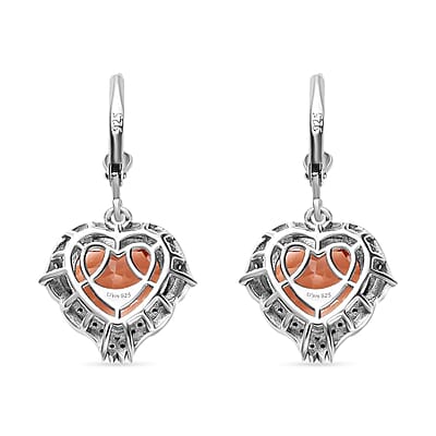Morganique Quartz (Triplet) and White Zircon Heart Earrings in Rhodium Over Sterling Silver 9.60 ctw