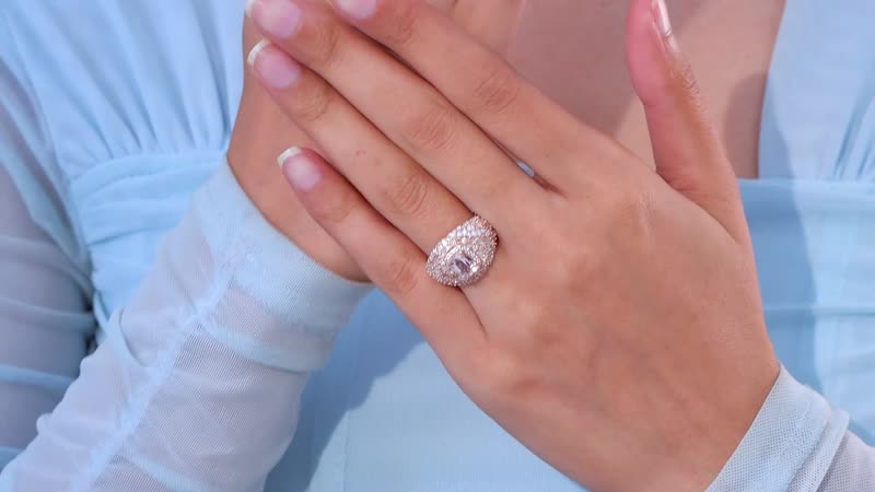 Premium Pink Morganite and Moissanite Dome Ring in 18K Vermeil Rose Gold Over Sterling Silver 2.65 ctw
