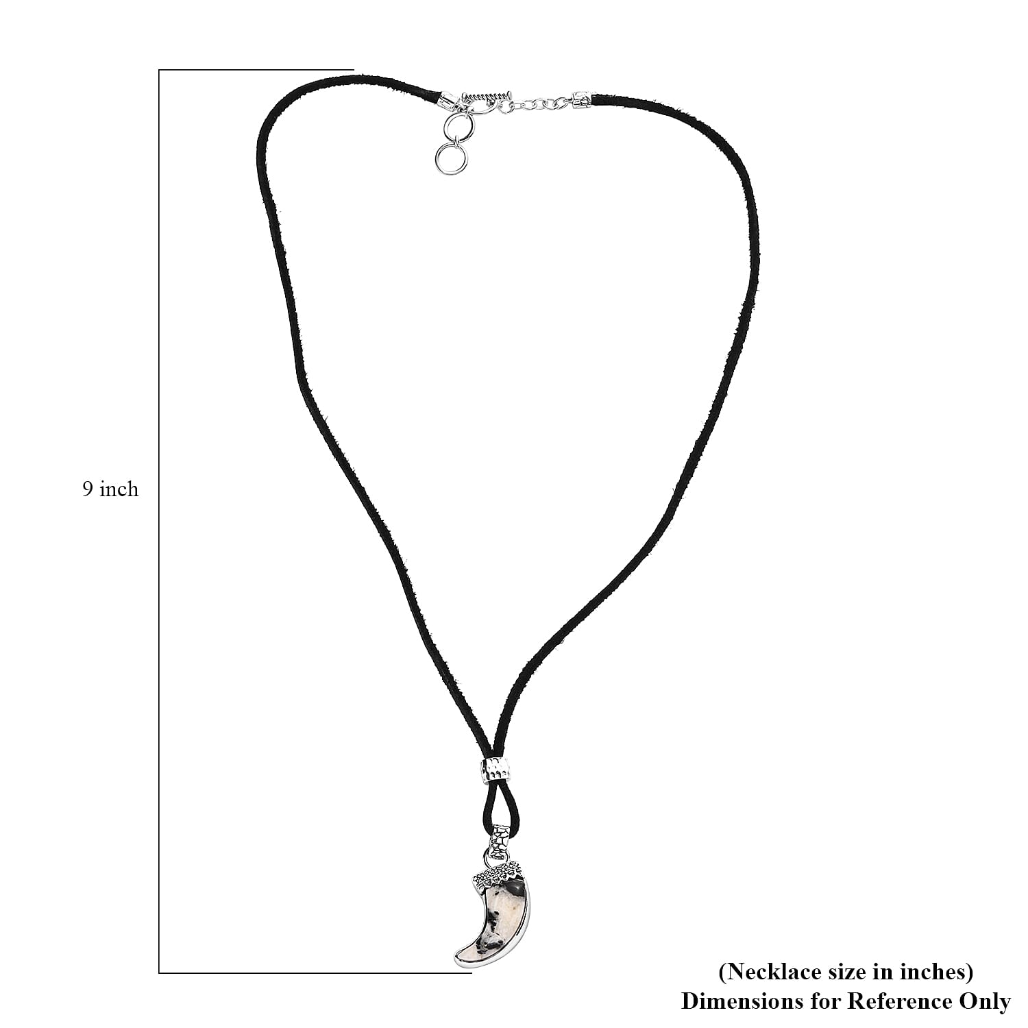 Artisan Crafted White Buffalo 10.50 ctw Bear Claw Necklace in Sterling Silver and Black Leather Cord 20 Inches
