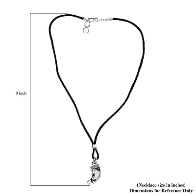 Artisan Crafted White Buffalo 10.50 ctw Bear Claw Necklace in Sterling Silver and Black Leather Cord 20 Inches