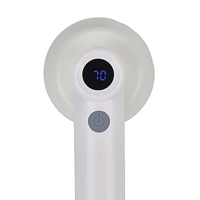 2 In 1 White Electrical Lint Remover & Roller with LCD Display, 6 Blades and 1 Cleaning Brush (500mAh Battery Included)