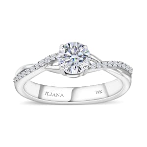 Iliana 18K White Gold G-H SI1 Diamond Criss Cross Ring (Size 6.5) 4.15 Grams 0.75 ctw