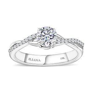 Iliana 18K White Gold G-H SI1 Diamond Criss Cross Ring (Size 9.5) 4.15 Grams 0.75 ctw