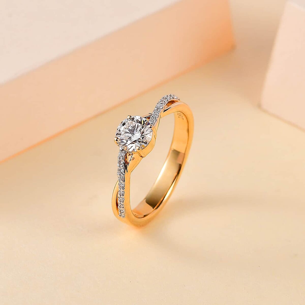Iliana 18K Yellow Gold G-H SI1 Diamond Criss Cross Ring (Size 10.5) 4.25 Grams 0.75 ctw image number 1