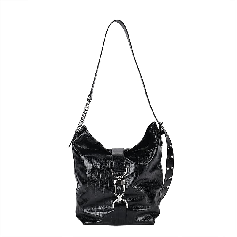 Grand Pelle Black Genuine Leather Crossbody Bag