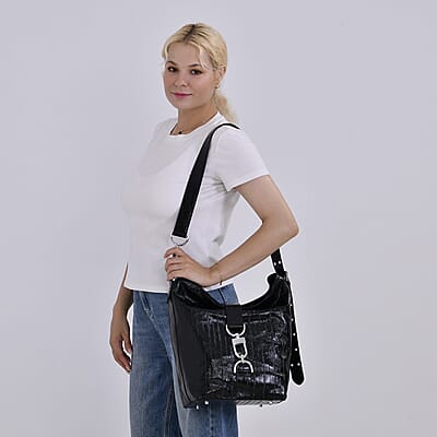 Grand Pelle Black Genuine Leather Crossbody Bag