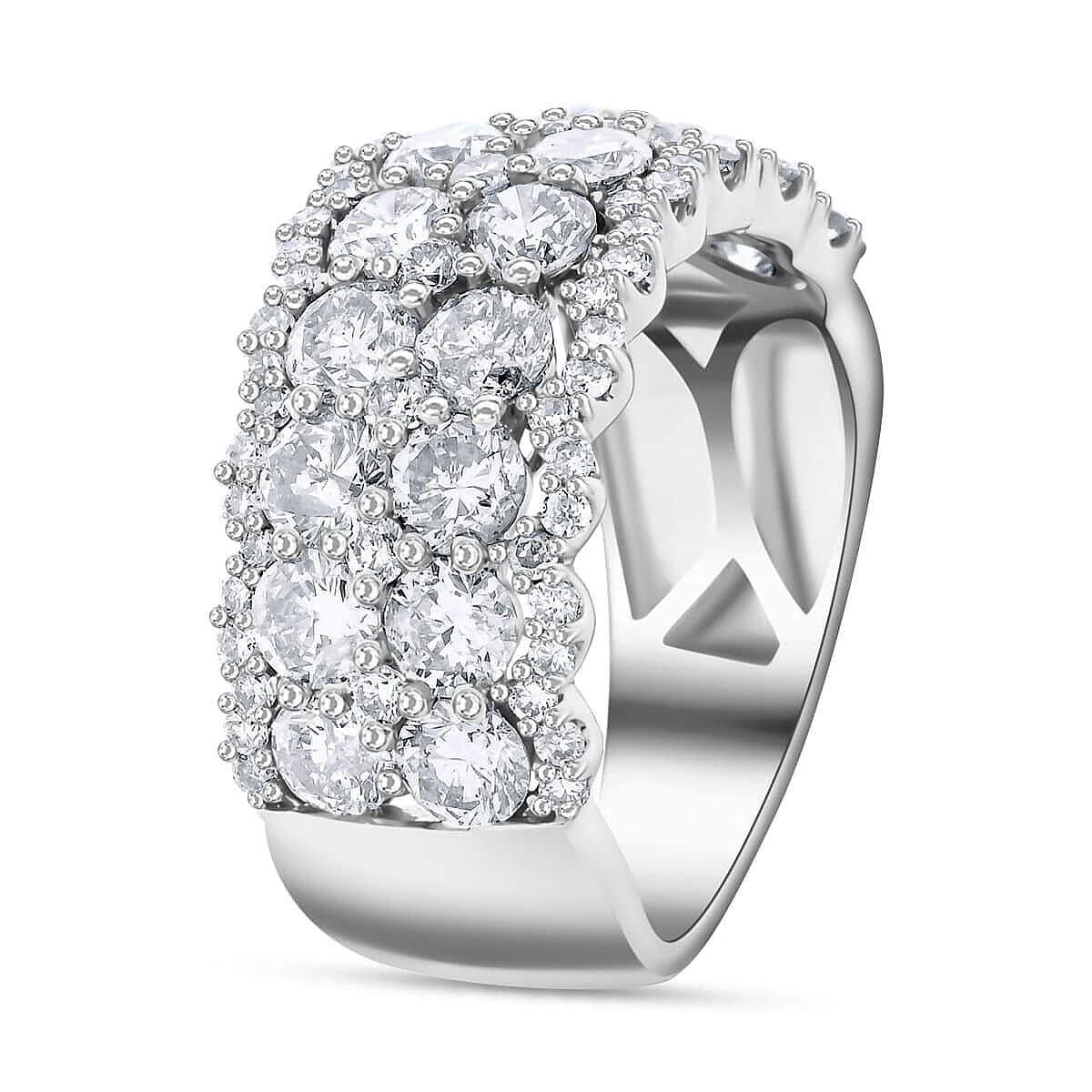 Modani 14K White Gold Diamond SI1-SI2 Ring (Size 8.5) 6.20 Grams 3.00 ctw