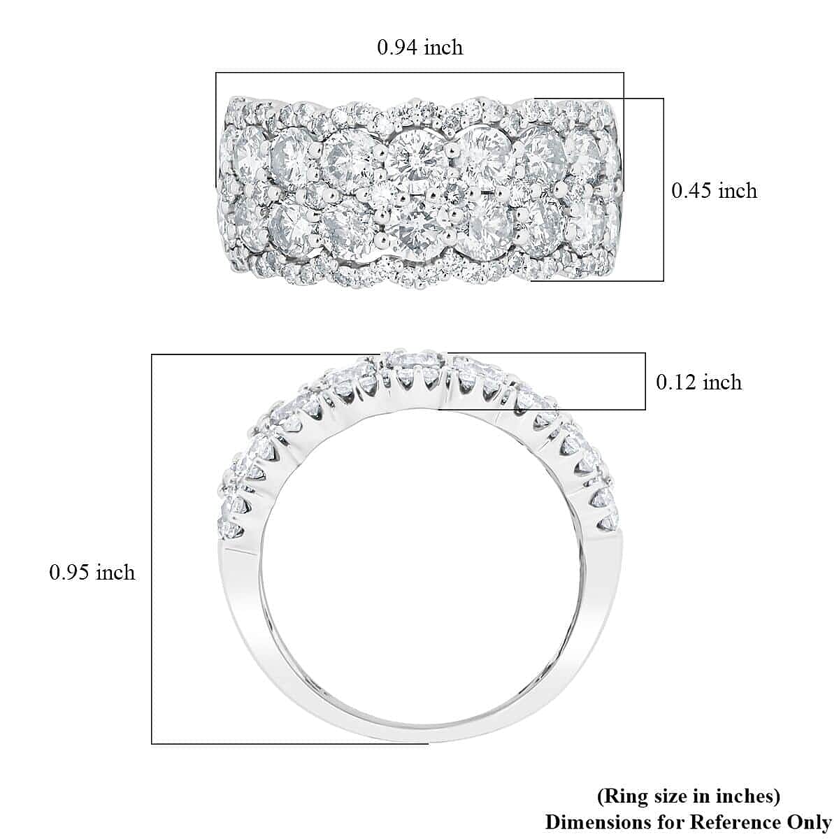 Modani 14K White Gold Diamond SI1-SI2 Ring (Size 8.5) 6.20 Grams 3.00 ctw