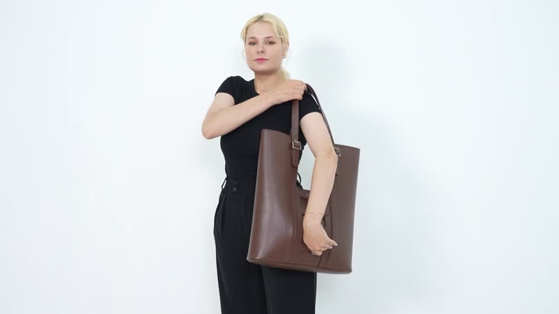 Italy Retro Noble Collection Brown Genuine Leather Tote Bag (15"x3.5"x17.7")