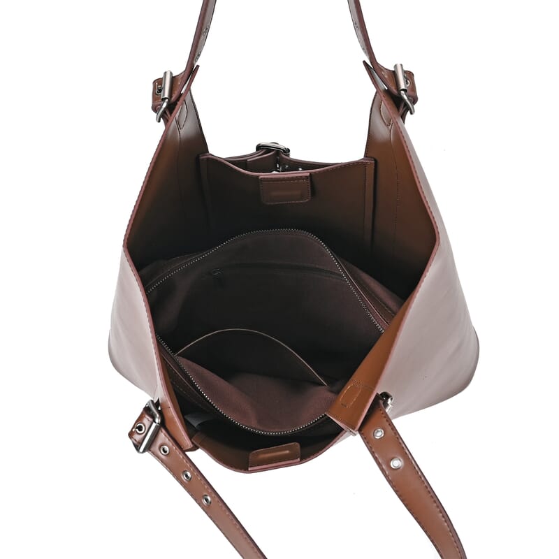 Genuine Leather Tote Bag with Cosmetic Bag