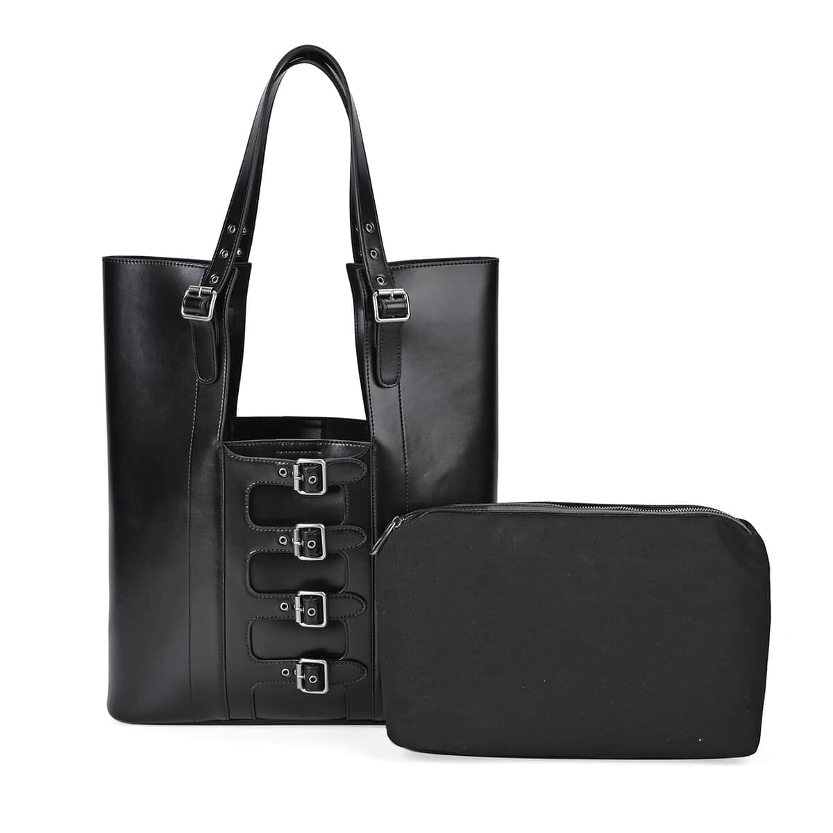 Italy Retro Noble Collection Black Genuine Leather Tote Bag image number 0