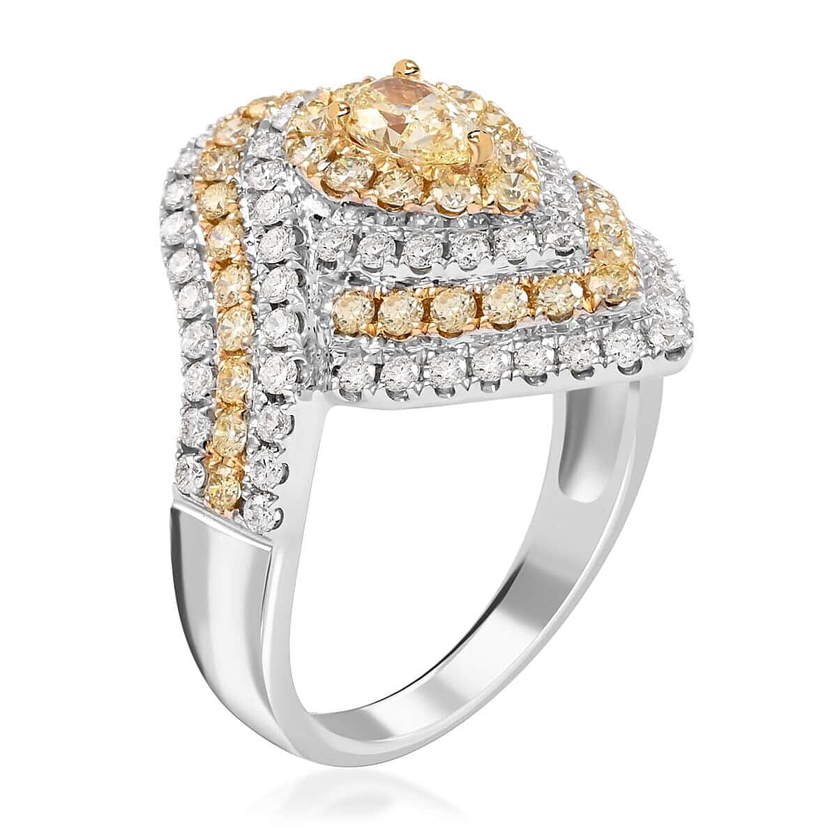 Ankur Treasure Chest Modani 14K White Gold VS Natural Yellow and White Diamond Ring (Size 11.5) 4.50 Grams 1.50 ctw