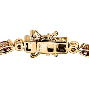 Montepuez Ruby and Moissanite Art Deco Bracelet in 18K Vermeil Yellow Gold Over Sterling Silver (6.50 In) 5.00 ctw