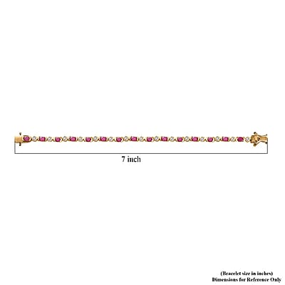 Montepuez Ruby and Moissanite Art Deco Bracelet in 18K Vermeil Yellow Gold Over Sterling Silver (6.50 In) 5.00 ctw