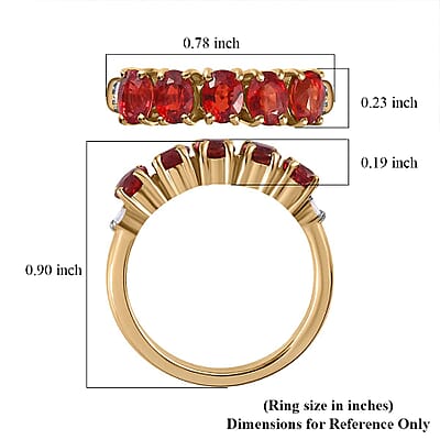 Luxoro 10K Yellow Gold AAA Red Sapphire and Diamond 5 Stone Ring (Size 4.5) 1.75 ctw
