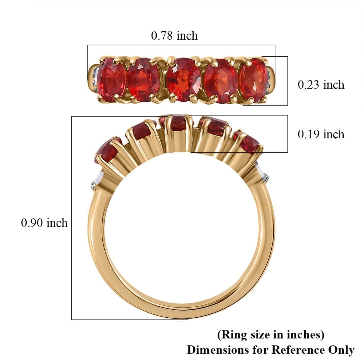 Luxoro 10K Yellow Gold AAA Red Sapphire and Diamond 5 Stone Ring (Size 7.5) 1.75 ctw image number 5