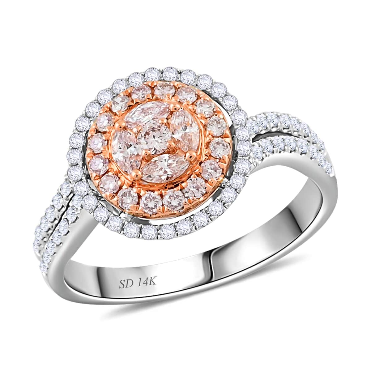 Modani 14K White Gold Natural Pink and White Diamond Ring (Size 10.0) (4.05 g) 0.70 ctw image number 0