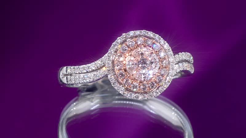 Modani 14K White Gold Natural Pink and White Diamond Ring (Size 10.0) (4.05 g) 0.70 ctw