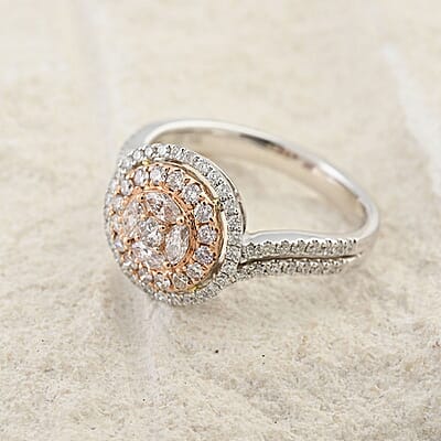 Modani Natural Pink and White Diamond 0.70 ctw Ring in 14K White Gold (Size 10.0) 4.05 Grams