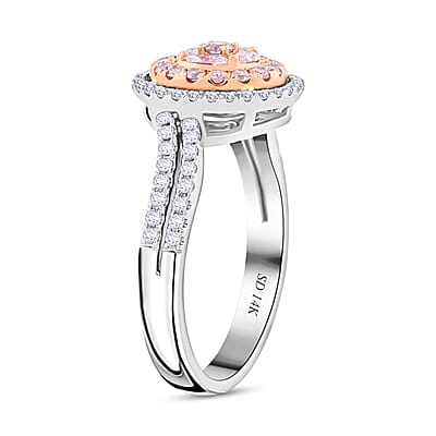 Modani Natural Pink and White Diamond 0.70 ctw Ring in 14K White Gold (Size 10.0) 4.05 Grams
