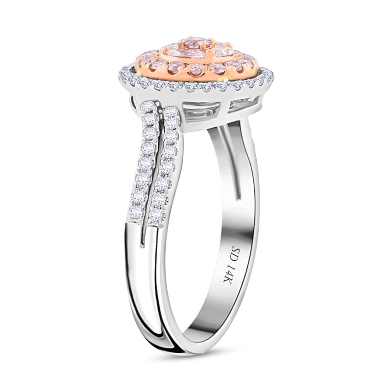 Modani Natural Pink and White Diamond 0.70 ctw Ring in 14K White Gold (Size 10.0) 4.05 Grams