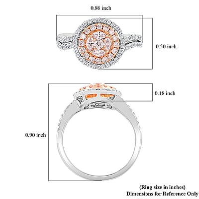 Modani Natural Pink and White Diamond 0.70 ctw Ring in 14K White Gold (Size 10.0) 4.05 Grams