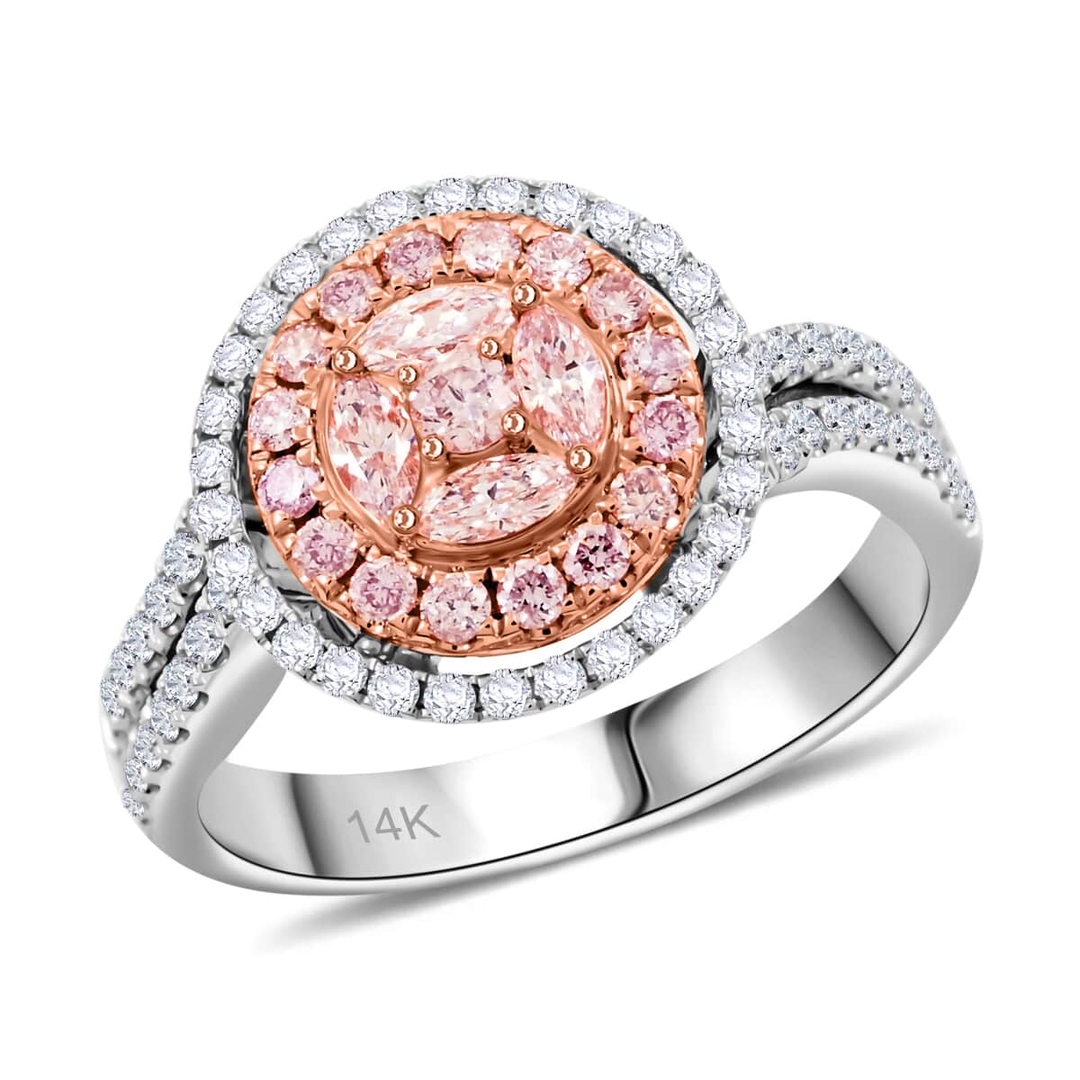 Modani Natural Pink and White Diamond 0.70 ctw Ring in 14K White Gold (Size 5.0) 4.05 Grams image number 0