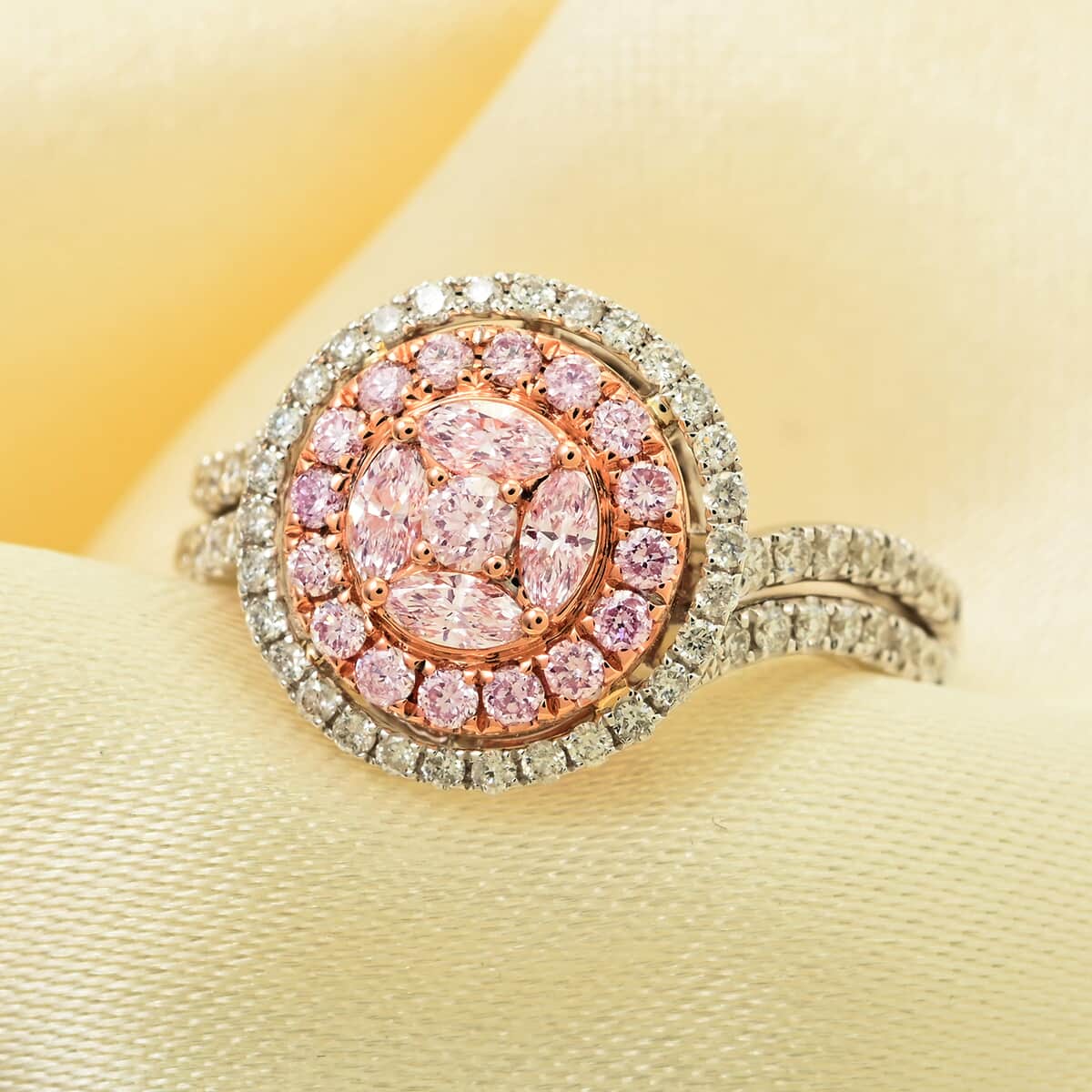 Modani Natural Pink and White Diamond 0.70 ctw Ring in 14K White Gold (Size 5.0) 4.05 Grams image number 1