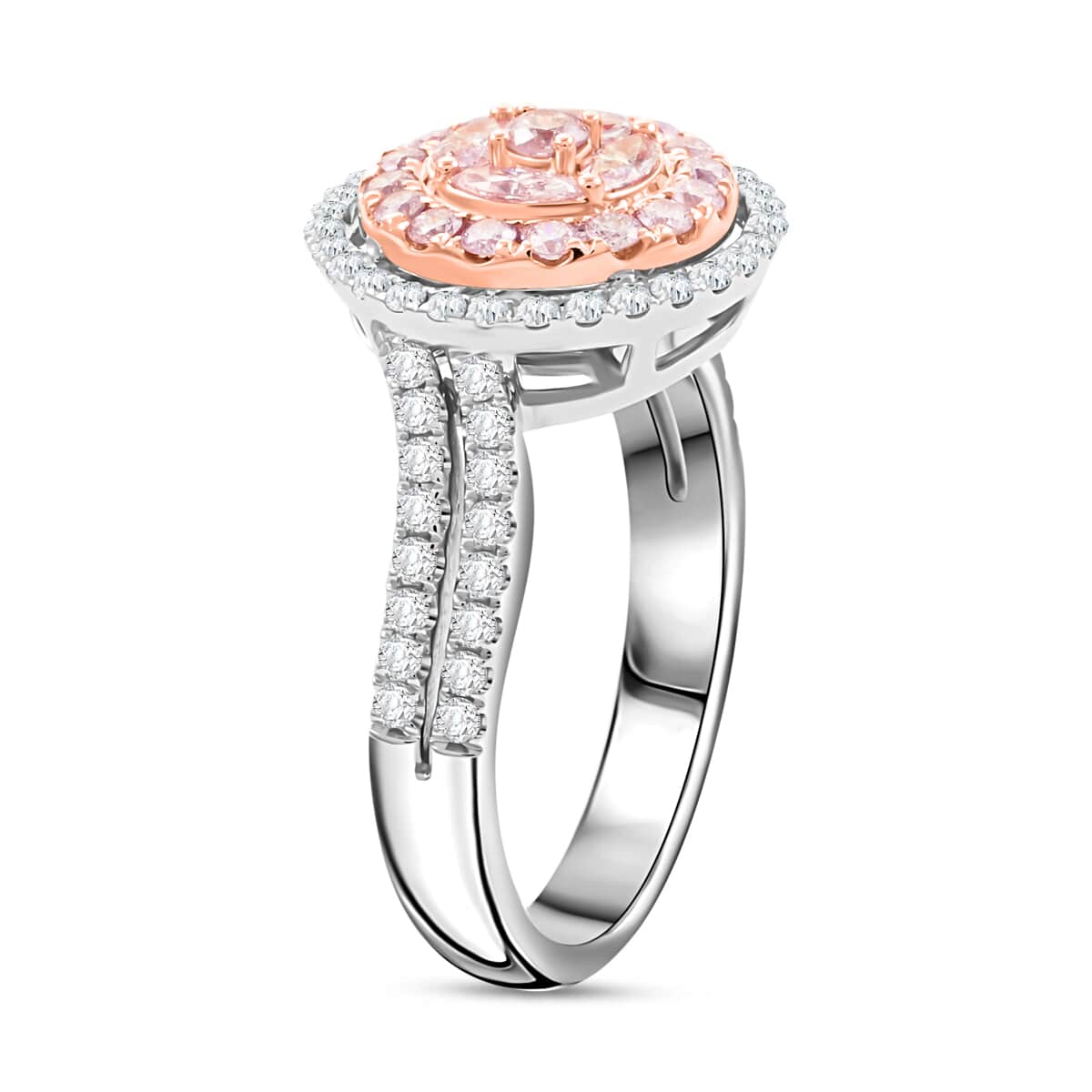 Modani Natural Pink and White Diamond 0.70 ctw Ring in 14K White Gold (Size 5.0) 4.05 Grams image number 3