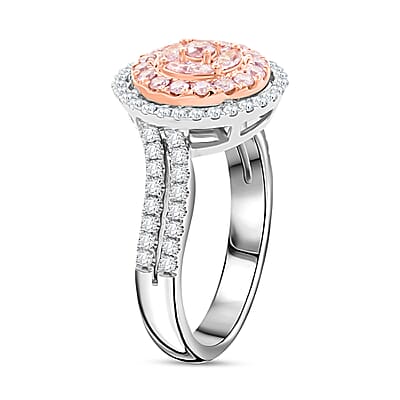 Modani Natural Pink and White Diamond 0.70 ctw Ring in 14K White Gold (Size 5.0) 4.05 Grams